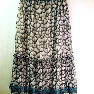 V Cristina Ruffle Seamed Maxi Skirt M